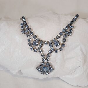 Vintage Blue Rhinestone Fashion Necklace 1950's